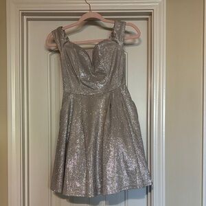 B Darlin Glittering Gold Mini Dress